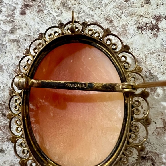 Antique Sterling shell cameo/pendant - Picture 3 of 11